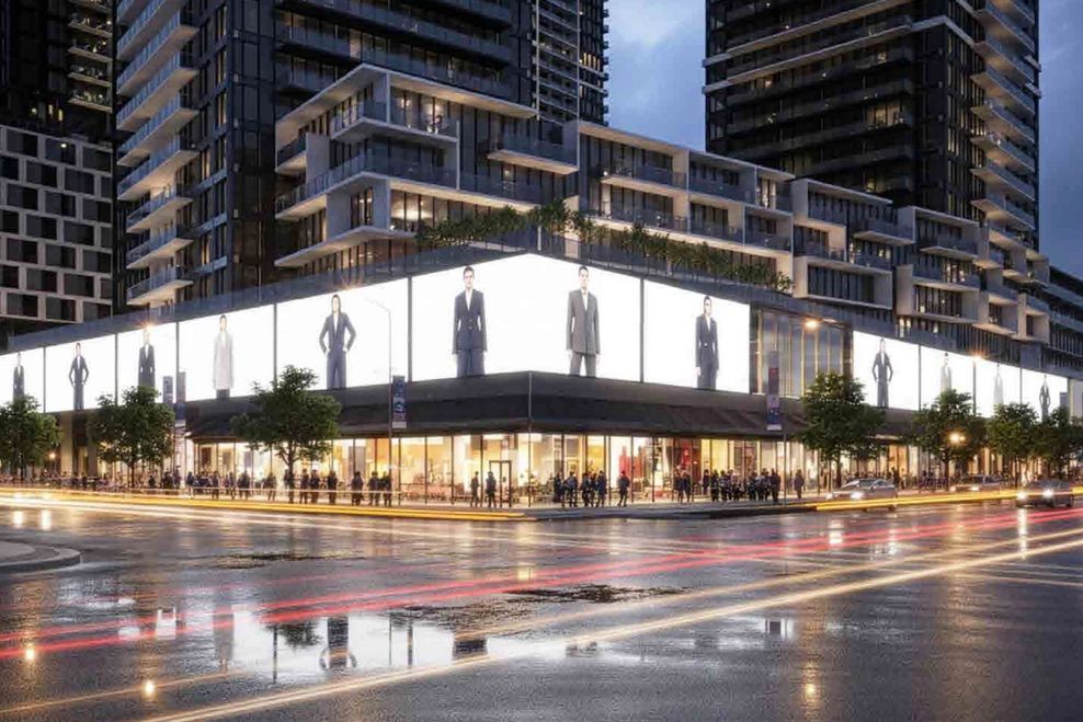 2026 revised concept of Civic District at 10355 King George Blvd., Surrey. (Arcadis/Wesgroup Properties)