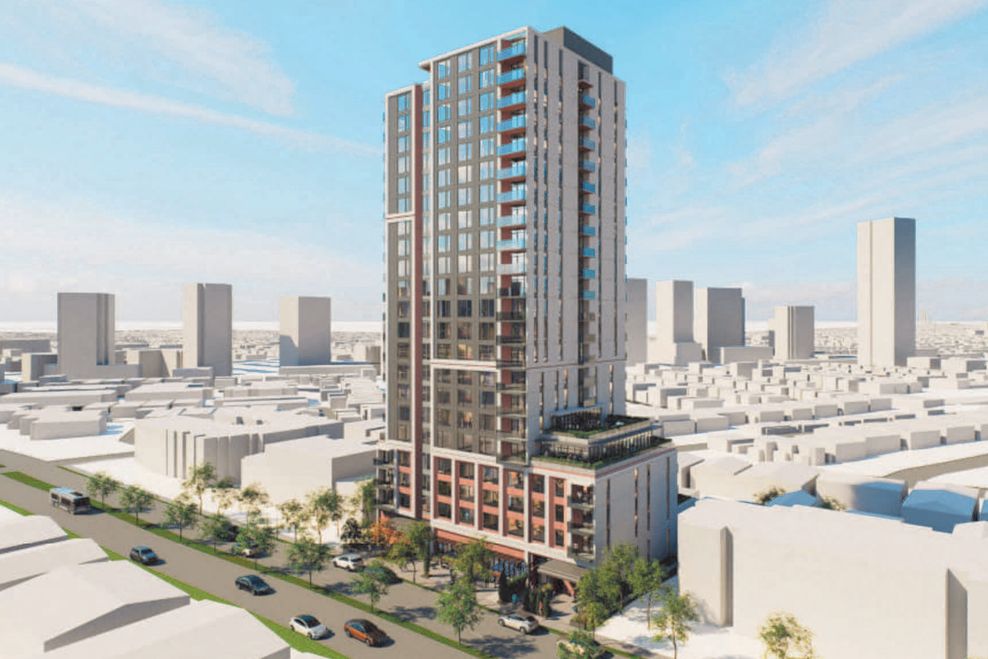 Concept of the "Morrison Park" social housing tower at 5027-5053 Boundary Rd., Vancouver. (Formosis Architecture/Orpheus Housing Society Canada)