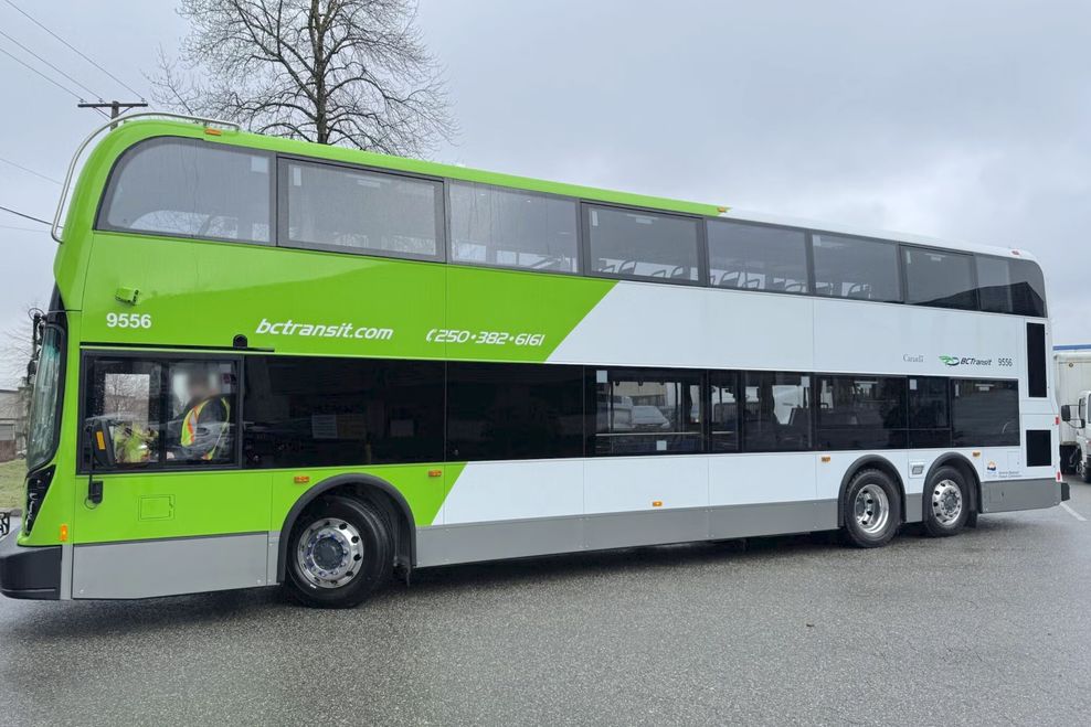 New double-decker bus in Victoria, March 2026. (BC Transit)