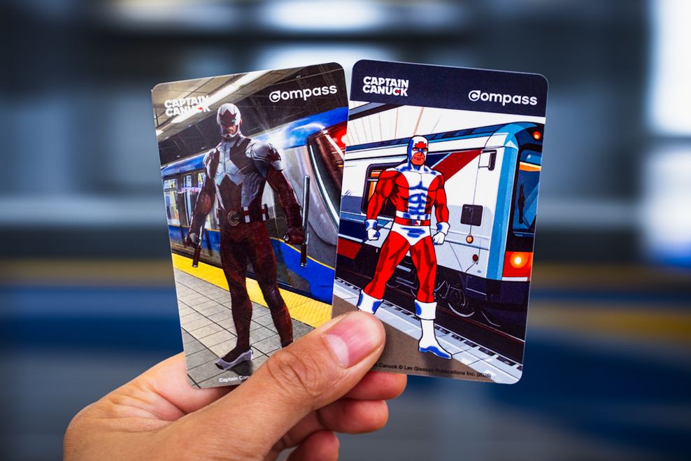 Captain Canuck-themed Compass Cards. (TransLink)