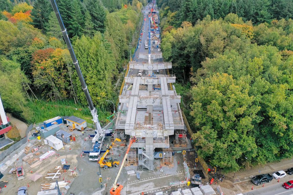 fraser highway skytrain green timbers station construction october 21 2025