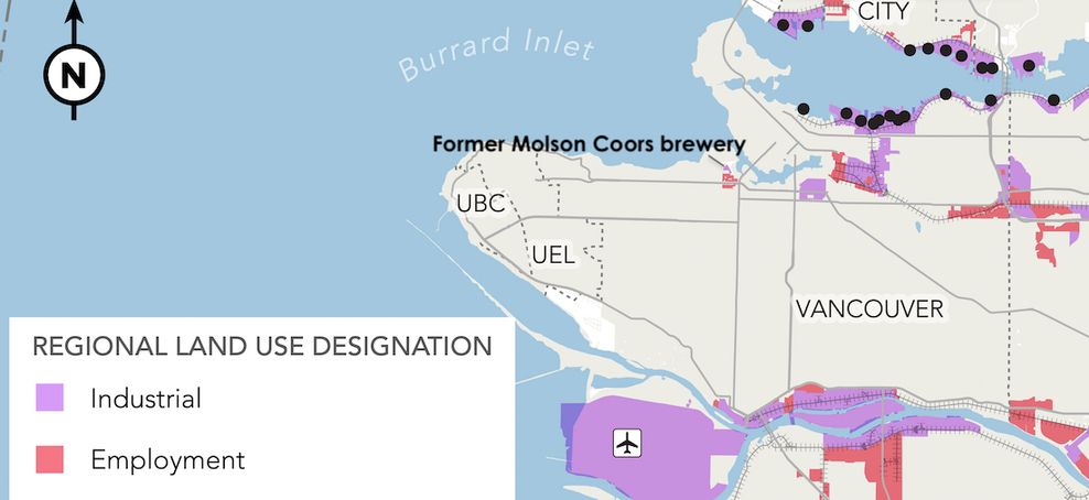 metro vancouver industrial land former molson coors brewery