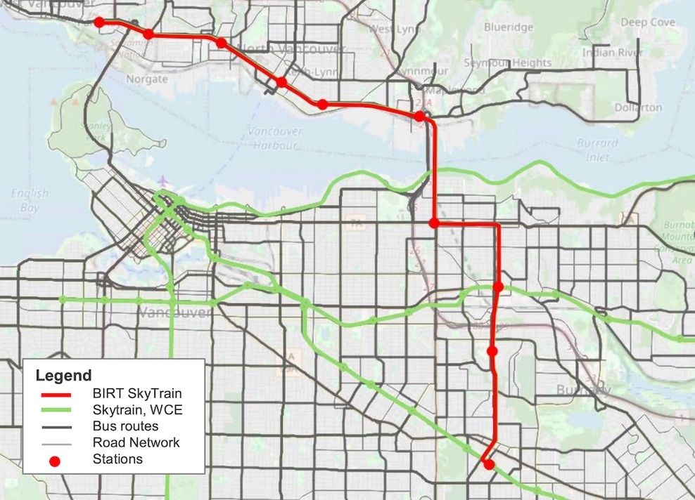 north shore burrard inlet rapid transit skytrain map