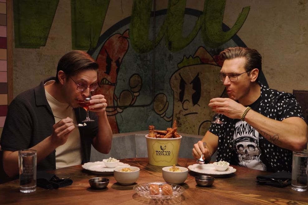 Keith Habersberger and host Josh Scherer on "Last Meal (Mythical Kitchen/YouTube)