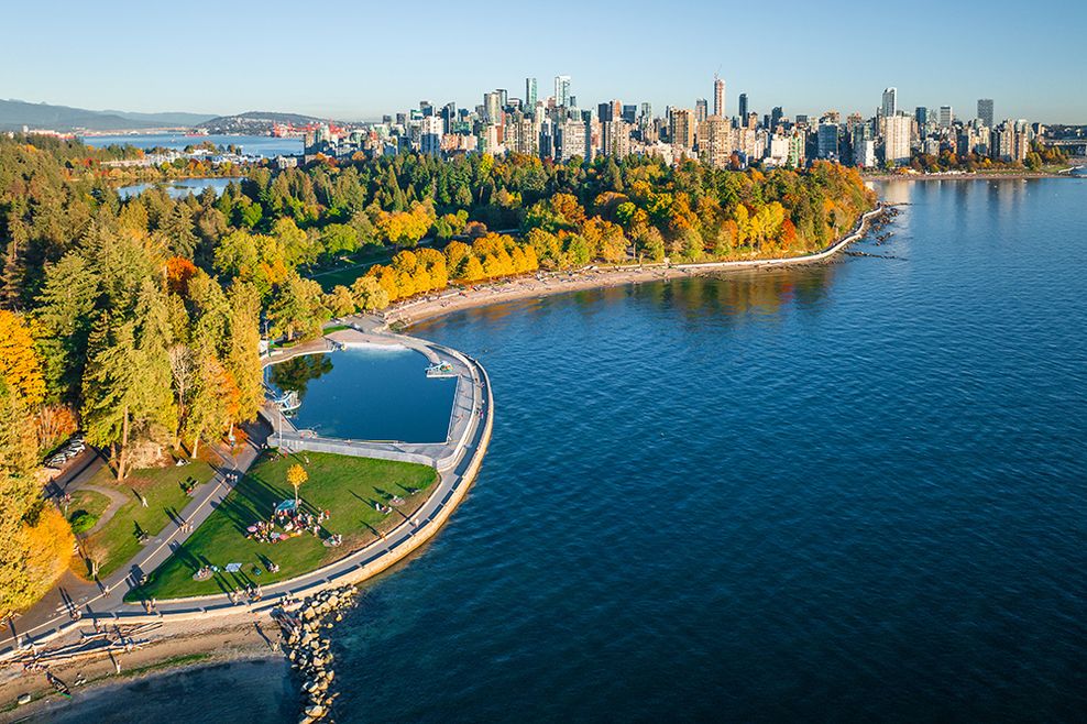 An overhead view of Vancouver.