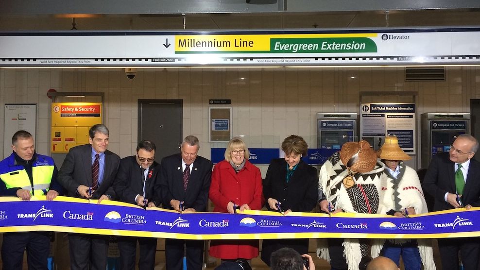 skytrain millennim line evergreen extension opening december 2016 christy clark