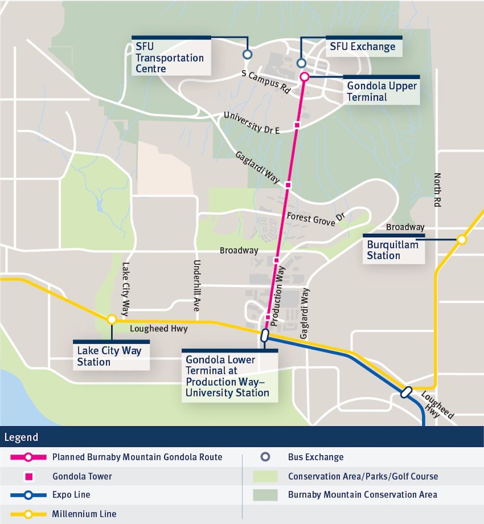 translink sfu burnaby mountain gondola route map