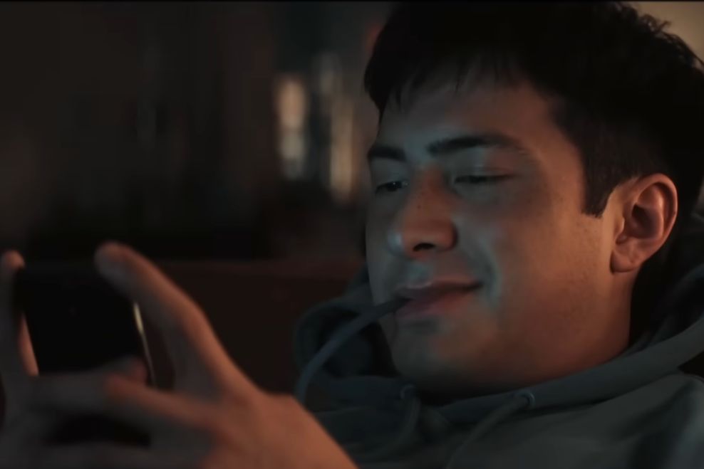 He's texting his friends the news. (@Crave/YouTube)