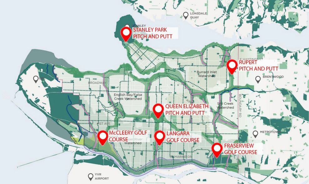 vancouver park board golf course location map