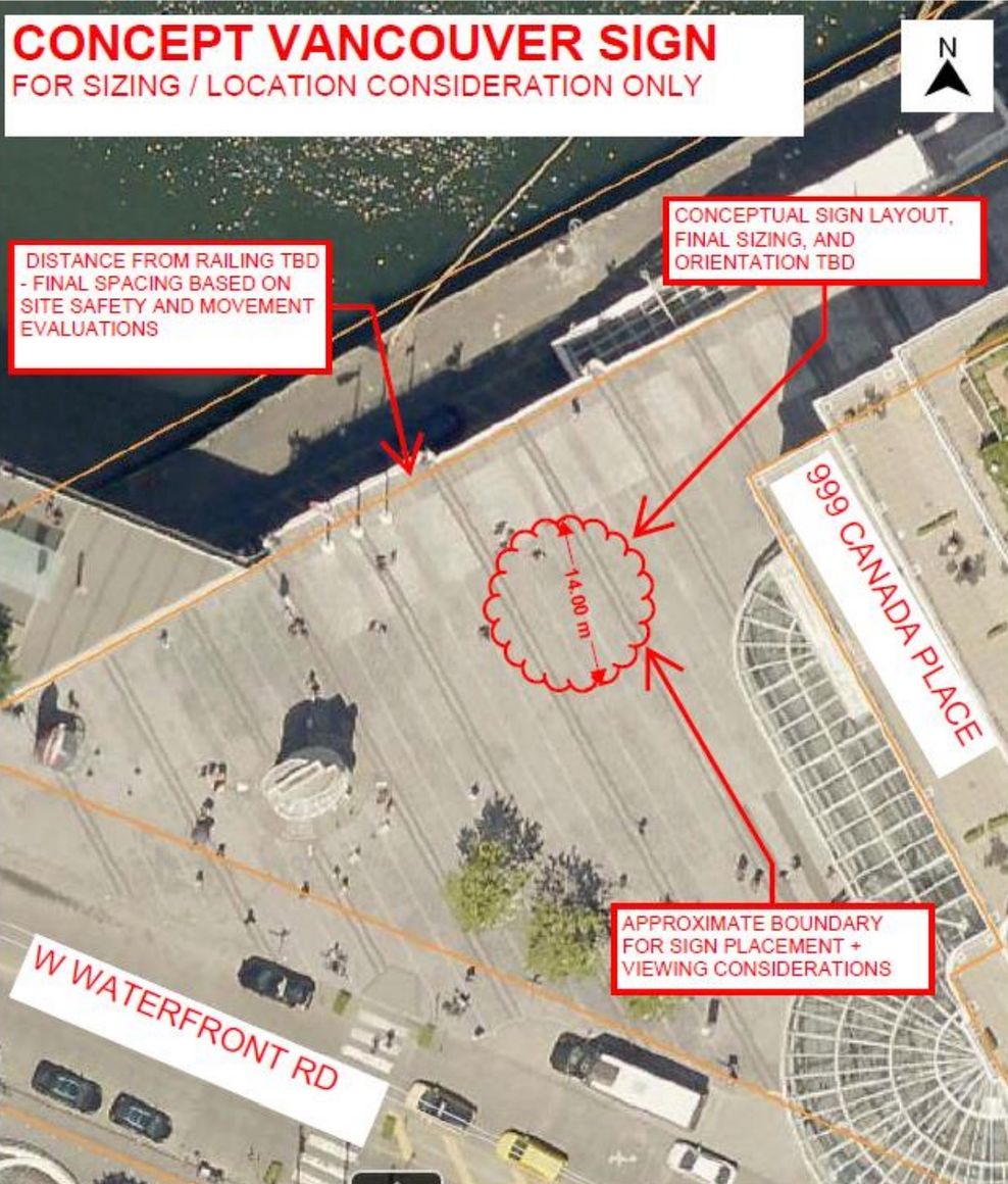 vancouver sign permanent new location canada place east plaza