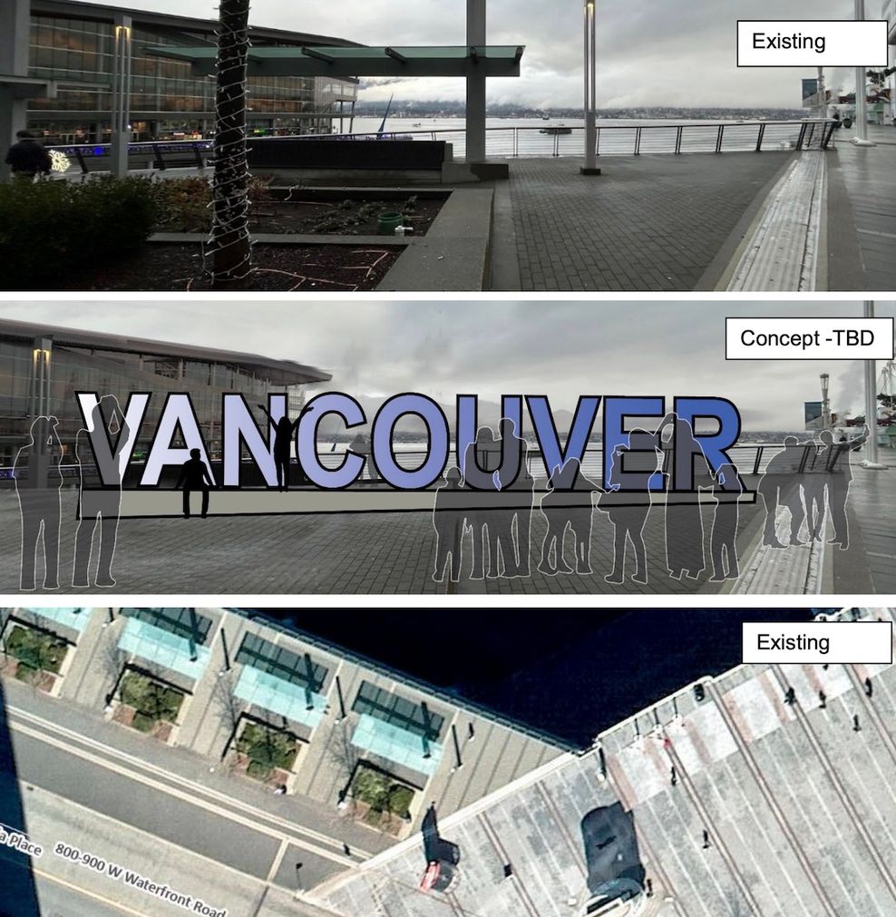 vancouver sign permanent proposed location canada place way
