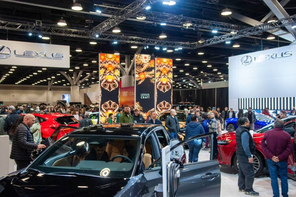 A crowd at the Vancouver International Auto Show