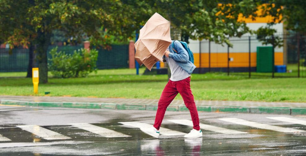 Wind and rain weather