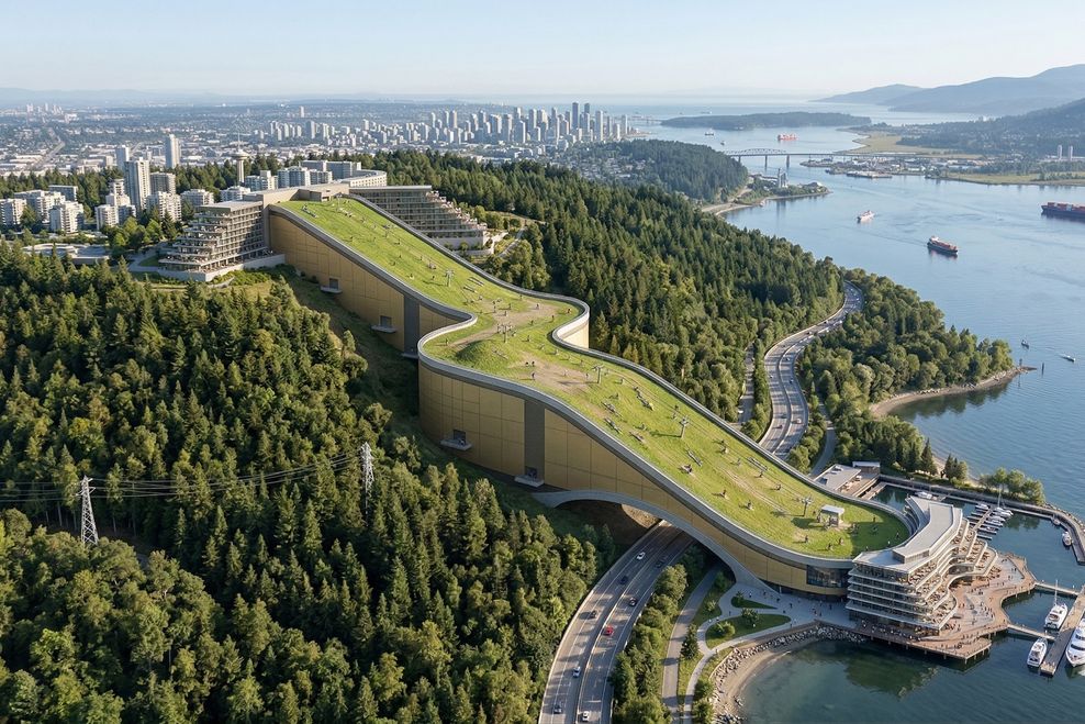 $7-billion resort: World's longest indoor ski hill proposed for SFU Burnaby Mountain